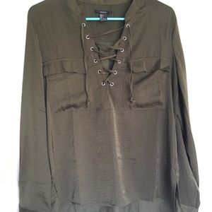 Lace up blouse